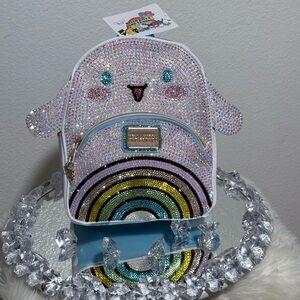 New Sanrio Cinnamon Roll Sparkly Rainbow Backpack. FULLY BEDAZZLED BY HAND.